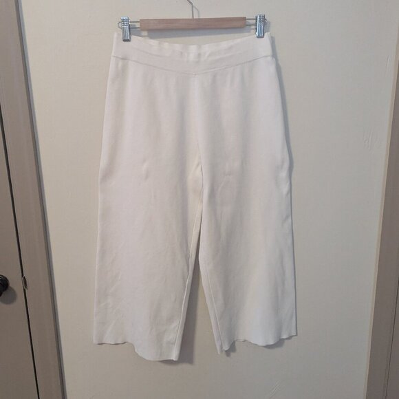 COS Wide Leg Crop Knit Pants Pull On Stretch Minimalist Culottes Preppy Ankle - Picture 3 of 7